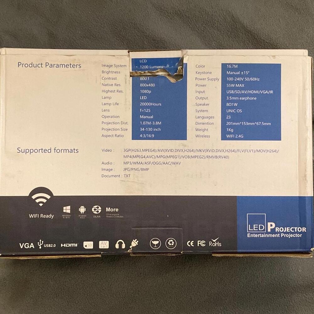 LED Projector, 1080P Mini Portable - Picture 2 of 2